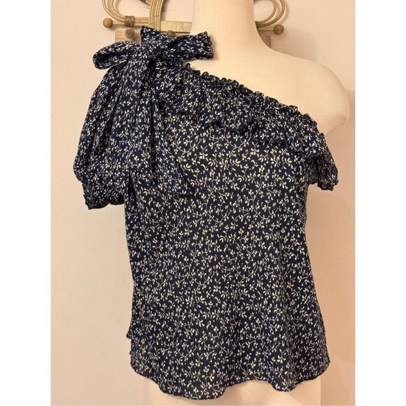 Ulla Johnson Alene One Shoulder Top Midnight Micro Floral 6 - Picture 1 of 9